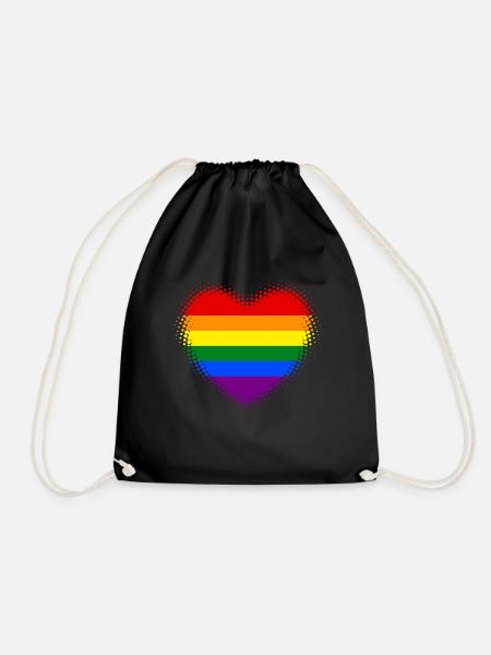 Regenbogen Herz dynamisch - Turnbeutel - Schwarz