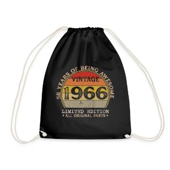 Né en 1966 - Vintage 1966 Anniversaire Rétro - Sac de sport léger - noir - Devant