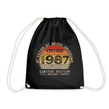 Né en 1987 - Vintage 1987 Anniversaire Rétro - Sac de sport léger - noir - Devant