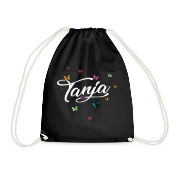 TANJA - Nom de fille avec des papillons colorés - Sac de sport léger - noir - Devant