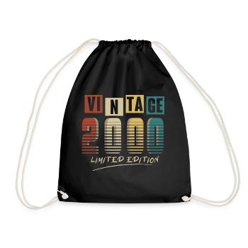 2000 Jahrgang 2000 geboren im Jahr 2000 Geburtstag. Jahr 2 - Turnbeutel - Schwarz - Vorne
