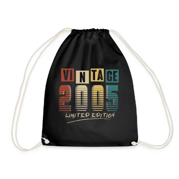 2005 Vintage 2005 born in 2005 Birthday. Year 2 - Drawstring Bag - black - Front