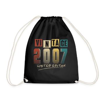 2007 Vintage 2007 born in 2007 Birthday. Year 2 - Drawstring Bag - black - Front