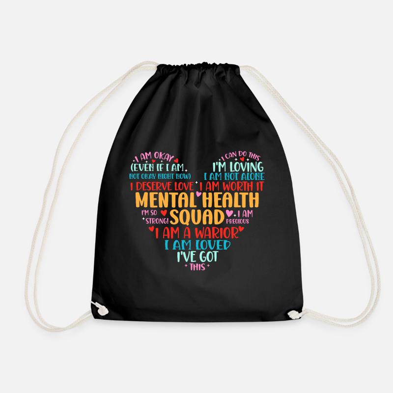Mental Health Squad Positive Mindset Design - Drawstring Bag - black