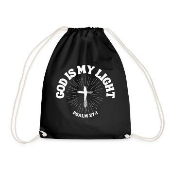 God is My Light – Psalm 27:1 - Drawstring Bag - black - Front