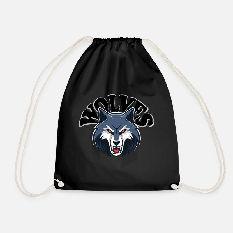 Image de loup avec texte Loups - Sac de sport léger - noir