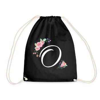 Letter o flowers - Drawstring Bag - black - Front