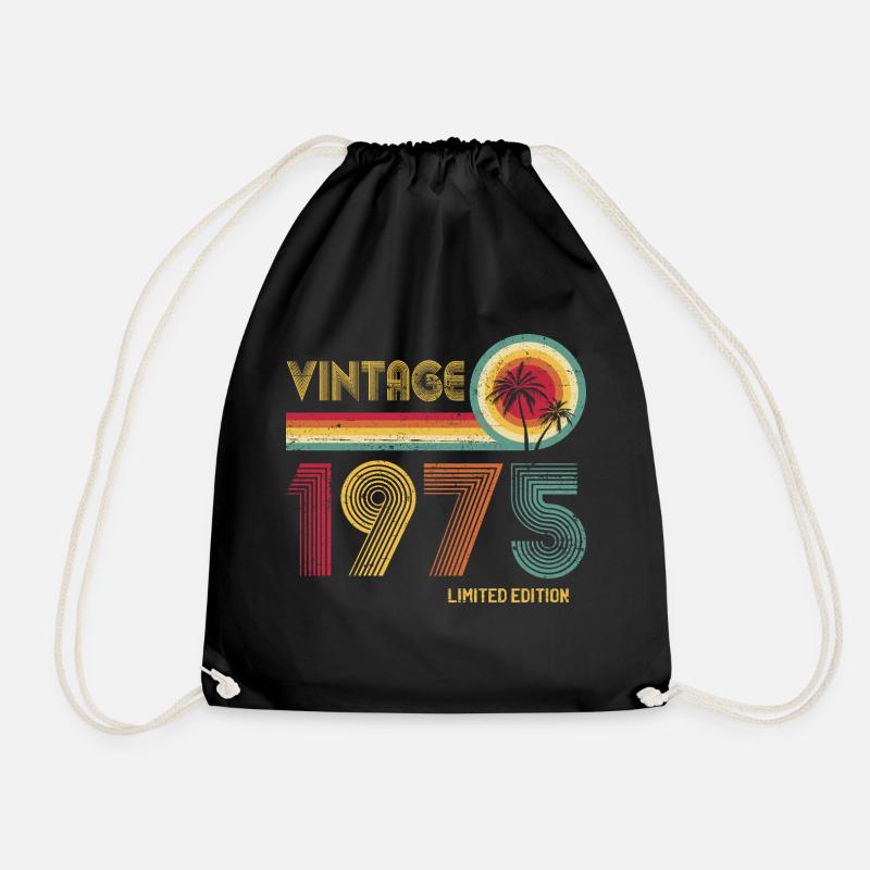 Vintage 1975 Limited Edition – Retro Sunset 50th - Drawstring Bag - black
