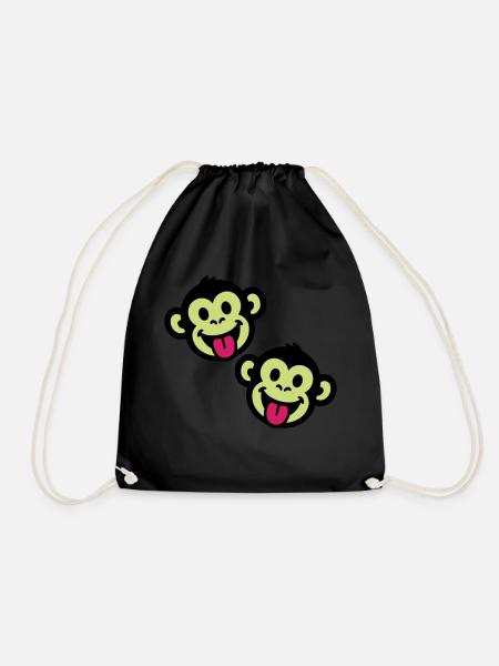Monkey Funny - Drawstring Bag - black