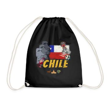 Chili Vintage Statues de l’île de Pâques avec drapeau en alpaga - Sac de sport léger - noir - Devant