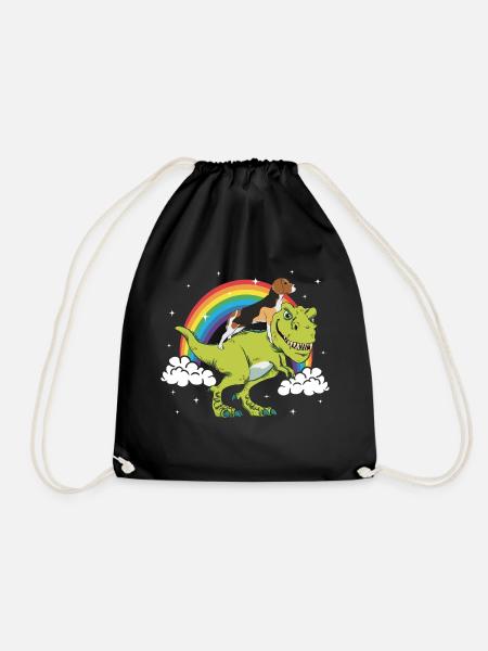 Beagle Hund Dinosaurier Tyrannosaurus T-Rex - Turnbeutel - Schwarz