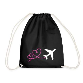 Flyers with a heart Flying Travel Holiday Airplane - Drawstring Bag - black - Front