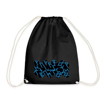 Quantum Runes Futhark 0 ©, linear, cells,2-color - Drawstring Bag - black - Front