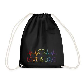 LGBT Herzschlag EKG Herz Regenbogen Love is Love - Turnbeutel - Schwarz - Vorne