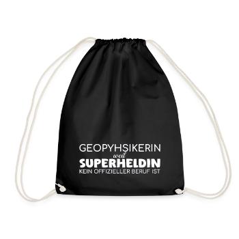 Geophysikerin Superheldin Geophysik - Turnbeutel - Schwarz - Vorne