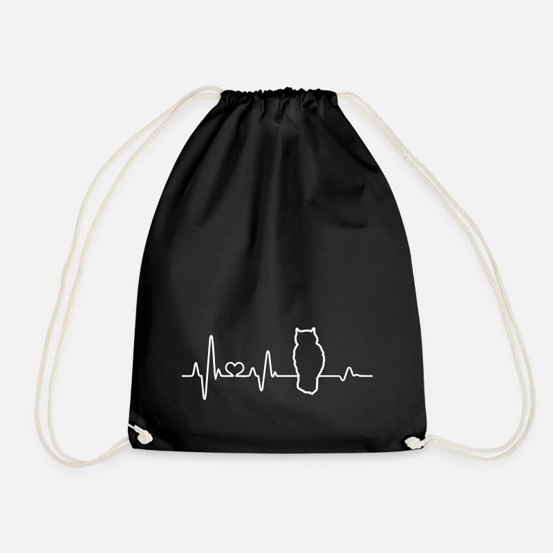 Eule Herzschlag Ich liebe Eulen Wald Kauz EKG Puls - Turnbeutel - Schwarz