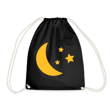 Mond und Sterne - Turnbeutel - Schwarz - Vorne