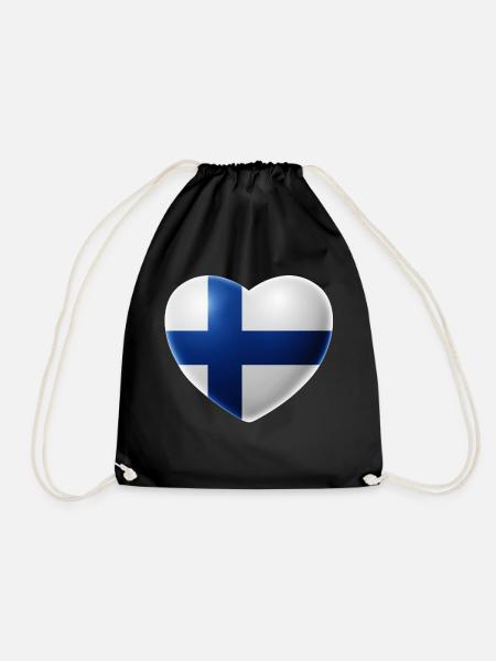 Herz (Finnland / Suomi) - Turnbeutel - Schwarz