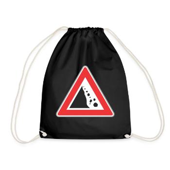 Panneau routier chute de pierre - Sac de sport léger - noir - Devant