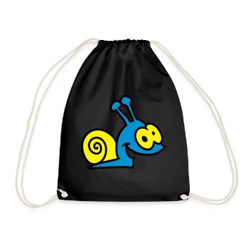 funny snail - 3 - Drawstring Bag - black - Front