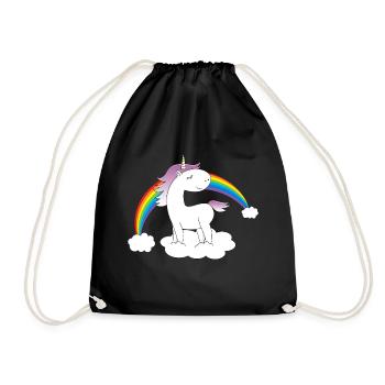Einhorn auf Wolke - Turnbeutel - Schwarz - Vorne