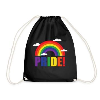 Pride Regenbogen mit Wolken | LGBT | Geschenkidee - Turnbeutel - Schwarz - Vorne