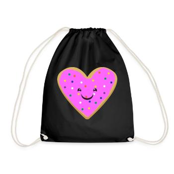 Heart donut - Drawstring Bag - black - Front