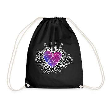 Heart fractal tattoo style - Drawstring Bag - black - Front