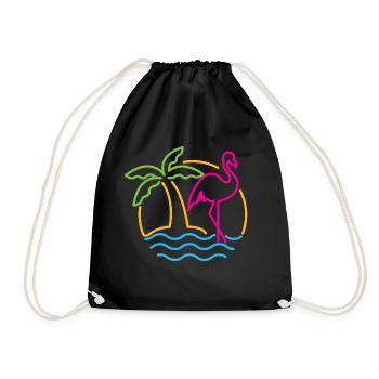 Retro Neon Sign Miami Pink Flamingo Sommer - Turnbeutel - Schwarz - Vorne