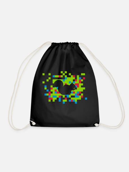 Squirrel tiles animal - Drawstring Bag - black