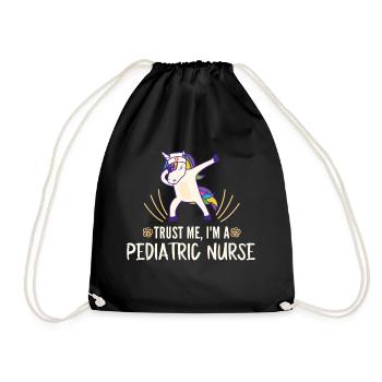 Cadeau de licorne pour enfants infirmière - Sac de sport léger - noir - Devant