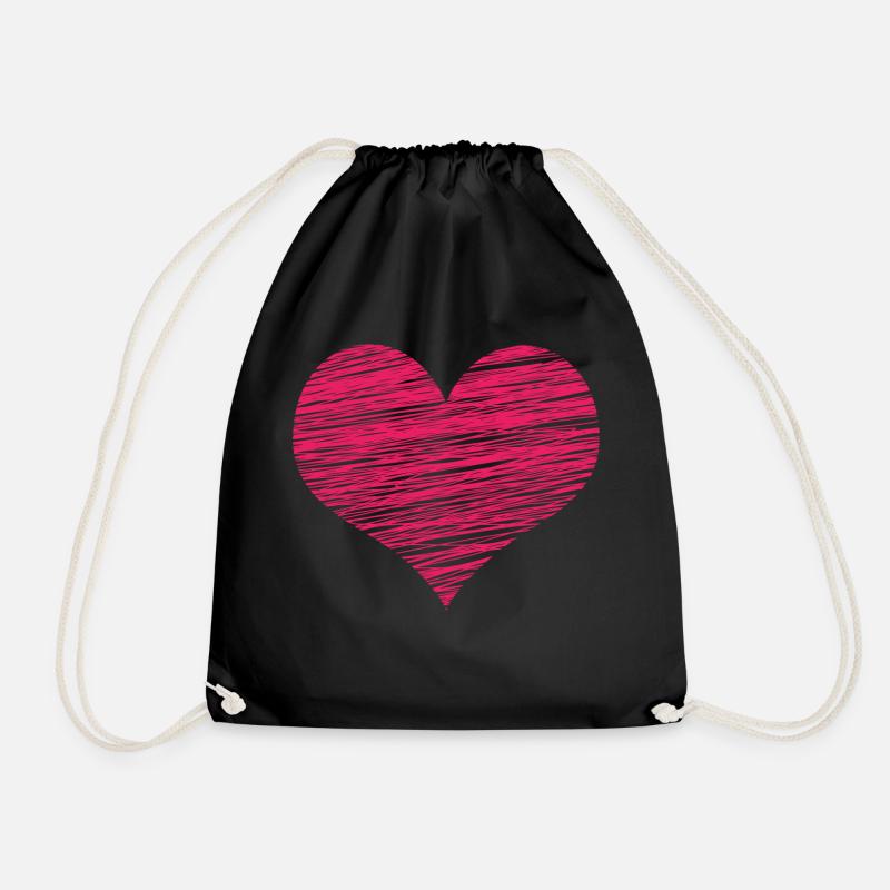 Red Love Sweet Heart - Drawstring Bag - black
