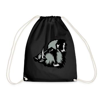 sanglier sauvage feroce3 boar face carto - Sac de sport léger - noir - Devant
