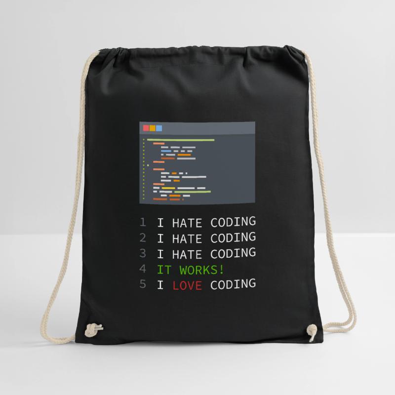 I love coding! Programmers, nerds, computers Drawstring Bag