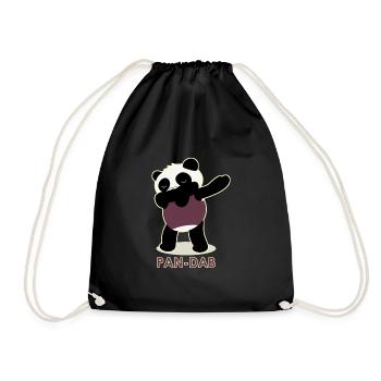 Panda pan dab dabbing Geschenk Idee - Turnbeutel - Schwarz - Vorne