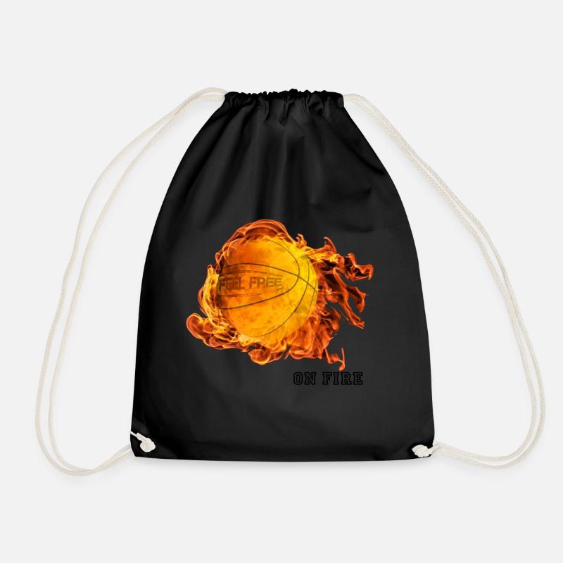 Fire Basketball Fireball fireball on fire - Drawstring Bag - black