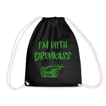 Drunk alcohol beer vodka shamrock Ireland idea - Drawstring Bag - black - Front