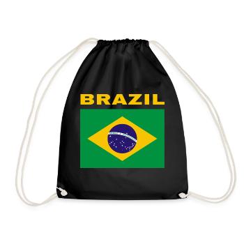 Brazilian Flag Brazil Bandeira Proud Brasileno - Drawstring Bag - black - Front