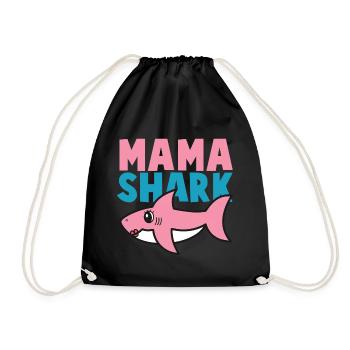 Haifisch - Schirt Shark Mama Geschenkidee - Turnbeutel - Schwarz - Vorne