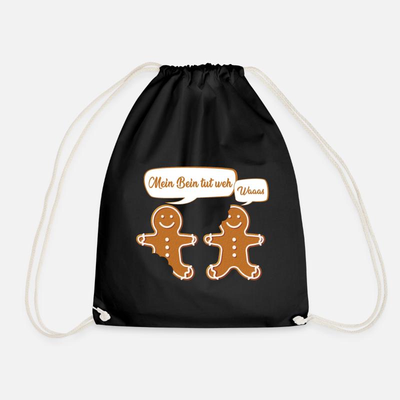 Lebkuchen Weihnachten - Lustiger Spruch - Turnbeutel - Schwarz