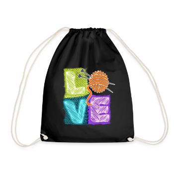 I love knitting and crocheting and wool - Drawstring Bag - black - Front