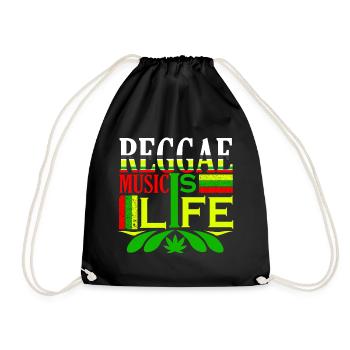 REGGAE MUSIQUE IS LIFE, MARLEY, RASTA, RASTAFARI - Sac de sport léger - noir - Devant