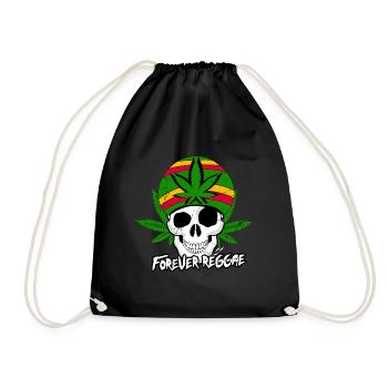 REGGAE SKULL, MARLEY, RASTA, RASTAFARI, JAMAÏQUE - Sac de sport léger - noir - Devant