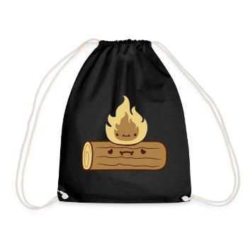 Clipart wood log burns - Drawstring Bag - black - Front
