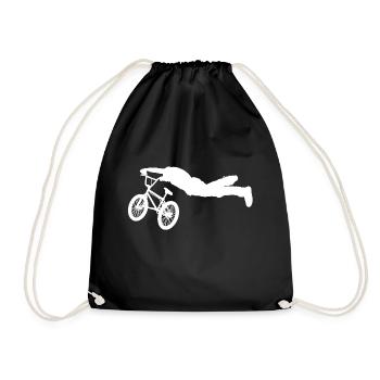 BMX, MTB / Mountain bike Super man tricks, trick - Drawstring Bag - black - Front