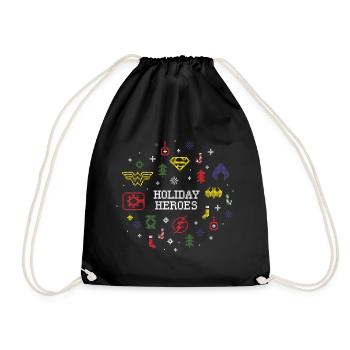 Justice League Holiday Heroes Ugly X-Mas - Drawstring Bag - black - Front