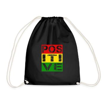 POSITIVE, Reggae, Marley, Jamaika Flagge - Turnbeutel - Schwarz - Vorne
