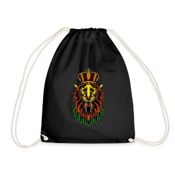 Reggae Lion, Rastafarian, Lion, Marley, Bob, Jamaica - Drawstring Bag - black - Front