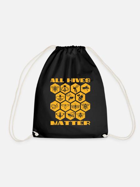 All hives matter, beekeepers, bees, beekeeping - Drawstring Bag - black