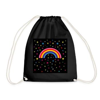 12 rainbow starry sky - Drawstring Bag - black - Front